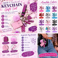 Stylish & Functional Safety Keychain Gift Set for Women - 6-in-1 Rhinestone Wristlet Set with Pom Pom, Mini Wallet Pouch & Self-Defense Accessories