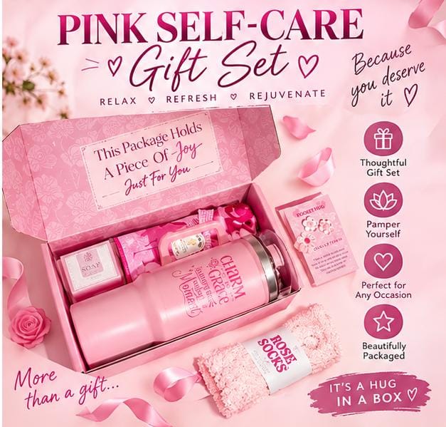 Pink Vibes Self-Care Gift Set - Luxury Pamper Box For Women | Relax