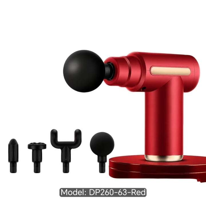 Mini Handheld Percussion Massage Gun DP260-63 - Compact Deep Tissue Muscle Massager with 4 Interchangeable Heads - Black