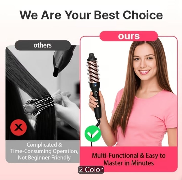 GlamCurl 2-in-1 Thermal Blowout Brush - Heated Round Styling Brush with Digital Display

Other SEO-friendly options:
1. Ionic Heated Round Brush - Salon Blowout Volumizer & Curl Styler [2 Colors] 2. Pro Thermal Brush Styler with LED Temperature Control -