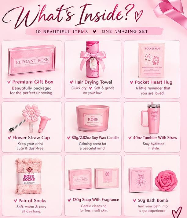 Pink Vibes Self-Care Gift Set - Luxury Pamper Box For Women | Relax