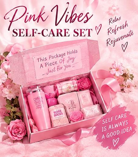 Pink Vibes Self-Care Gift Set - Luxury Pamper Box For Women | Relax